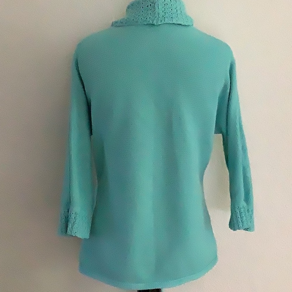 JM Collection - SWEATER Size S Aqua - 100% Cotton - Picture 8 of 9